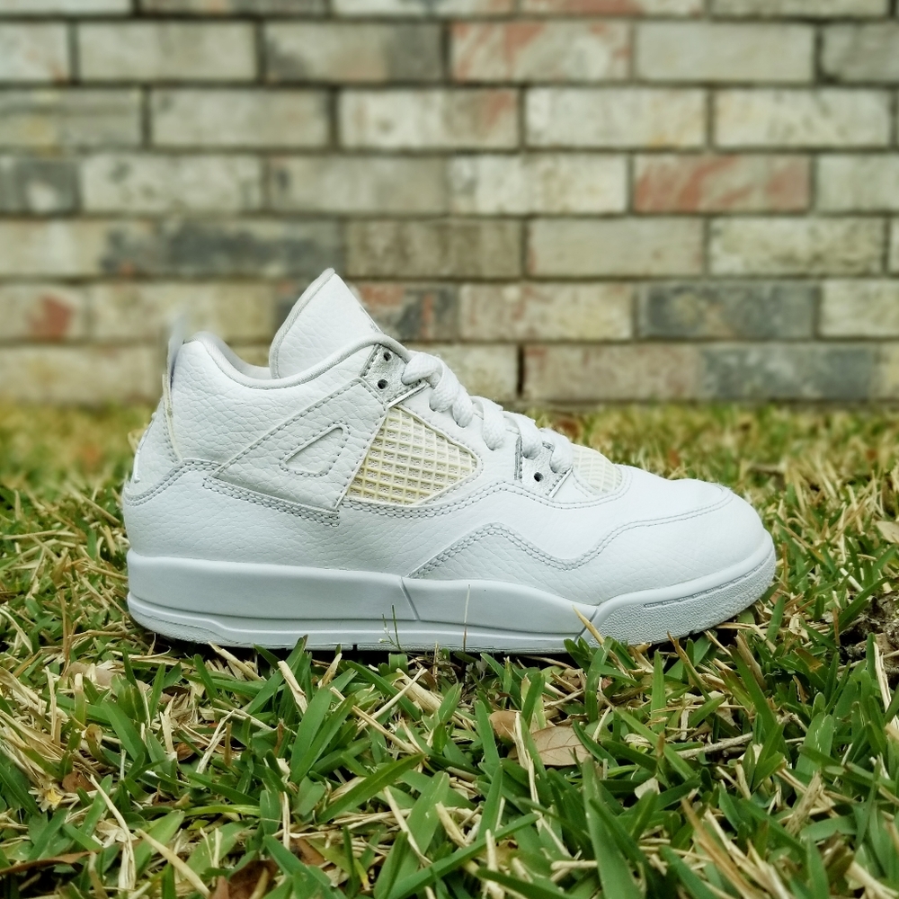 Size 2.5 - Air Jordan 4 Retro PS - Pure Money White Metallic Silver - Used